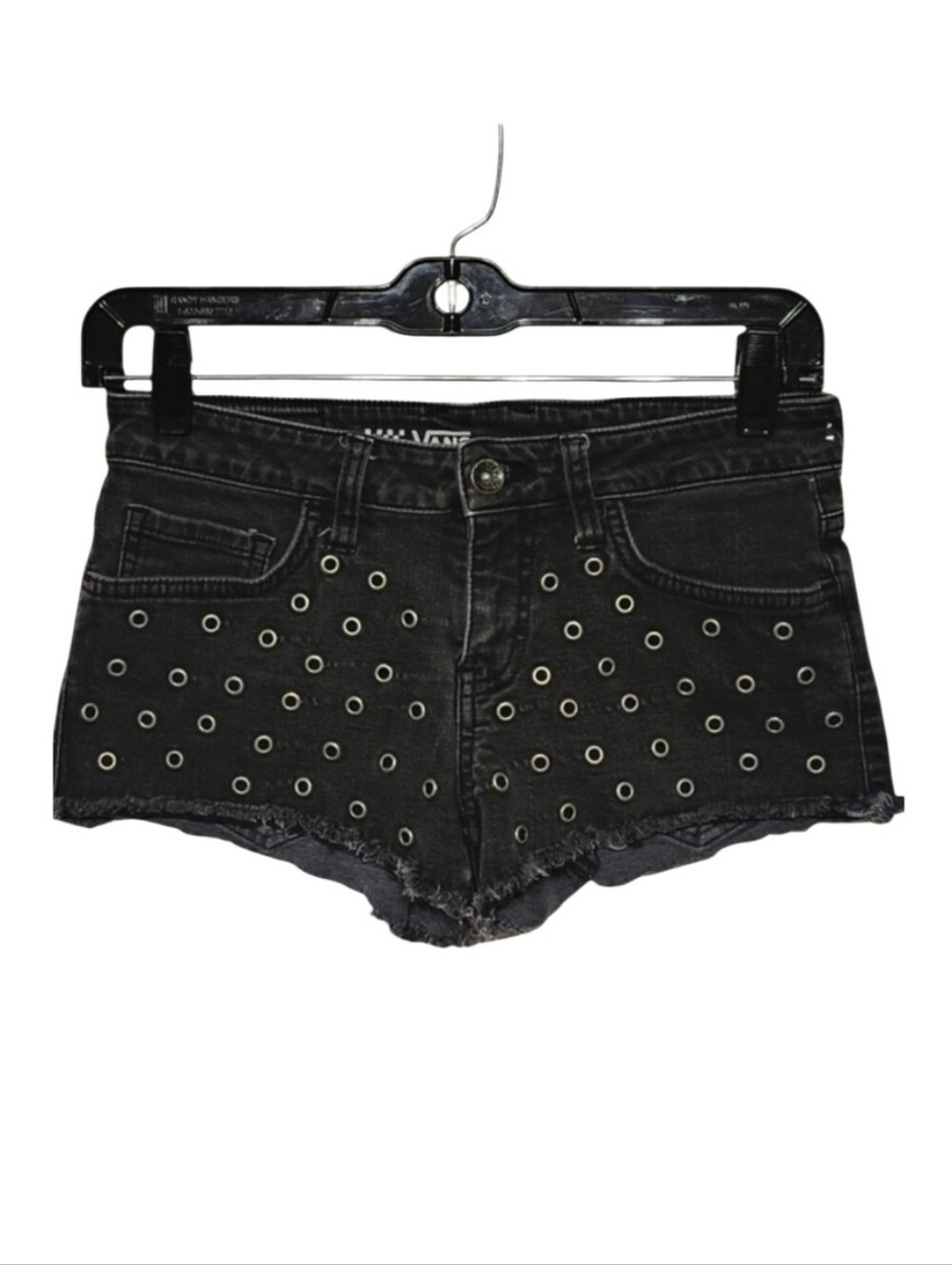 Vintage Vans Grommet Cut Off Jean Shorts Size 3 Black Denim Shorts 2 Inch Inseam